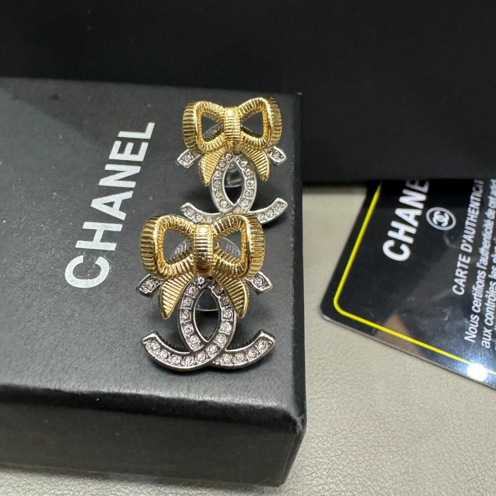 Chanel Gold Bow Earrings